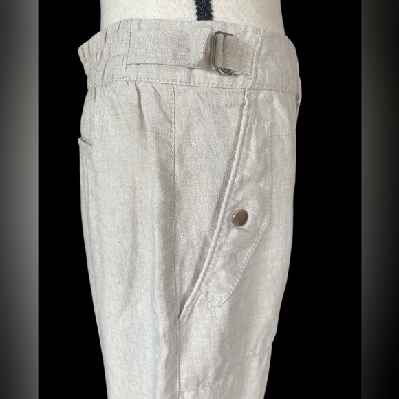 Athleta Voyager Women's 100% Linen Pant Beige Sz.6 Ankle Vacation - Picture 3 of 7